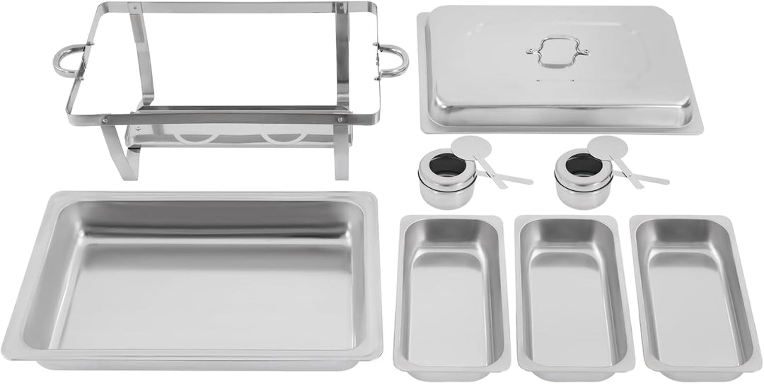Edelstahl Warmhaltebehälter, 9 L Edelstahl 3 Grid Chafing Dish Speisenwärmer Warmhaltebehälter Recht