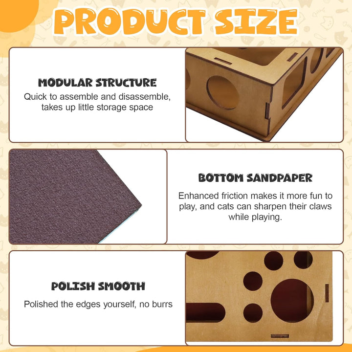 Beschäftigungsbox Krallenfeile Katzen, Kratzpuzzle Spielbox Holz, Katzen Krallenpflege Spielzeug, Kä