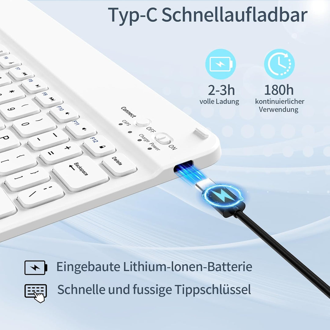Tastatur Hülle für iPad 10,2 Zoll 9. 8. 7. Generation 2021 2020 2019, Abnehmbarer Bluetooth QWERTZ K