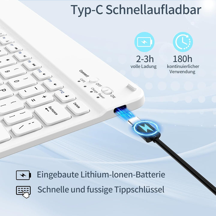 Tastatur Hülle für iPad 10,2 Zoll 9. 8. 7. Generation 2021 2020 2019, Abnehmbarer Bluetooth QWERTZ K