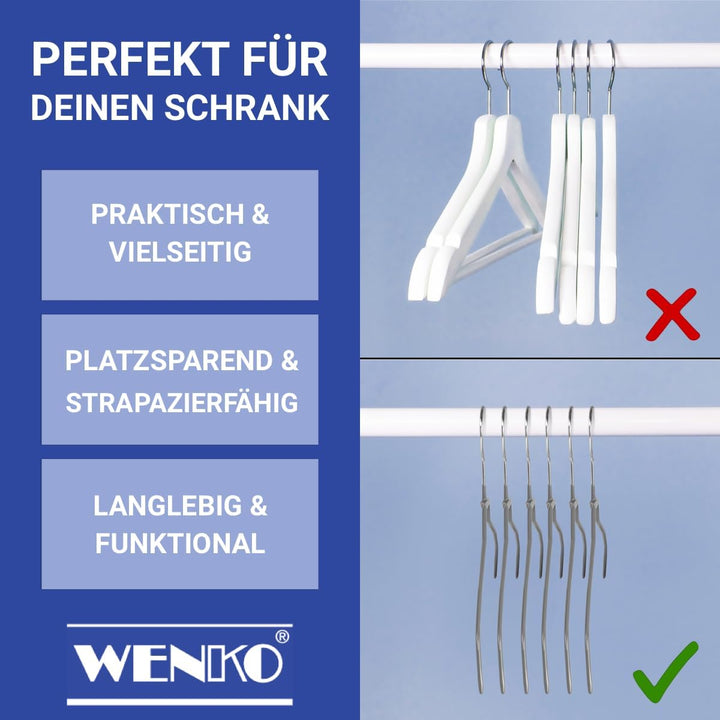 WENKO Kleiderbügel Mod. Alessia platzsparend 20er Set Formbügel für Garderobe rutschfeste Kleiderbüg