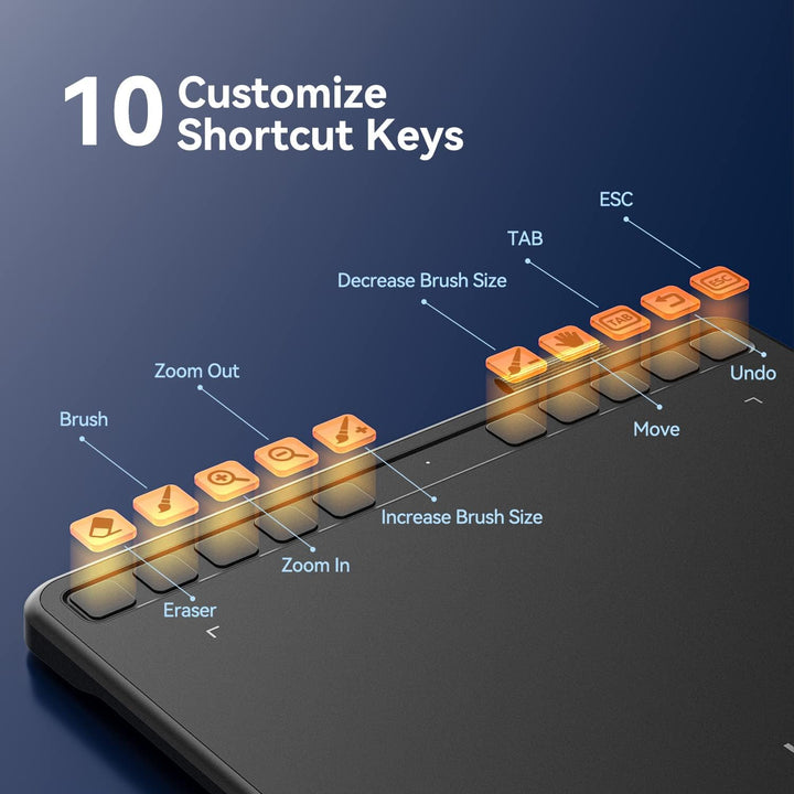 UGEE Grafiktablett S640 Digitales Zeichentablett mit batterieloser Stylus-Neigungsfunktion, 8192 Dru