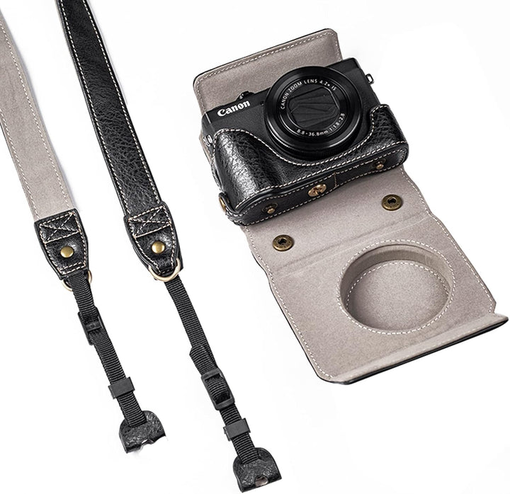kinokoo G7X /G7X Mark II /G7X Mark III Hülle, PU Leder Kameratasche Kompatibel für Canon G7X /G7X II