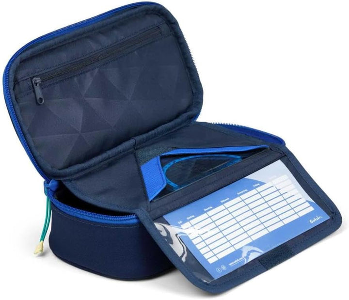 Satch Pack Sneaker Special Style Schulrucksack Set 3tlg. inkl. Schlamper mit Geodreieck (Crossed Blu