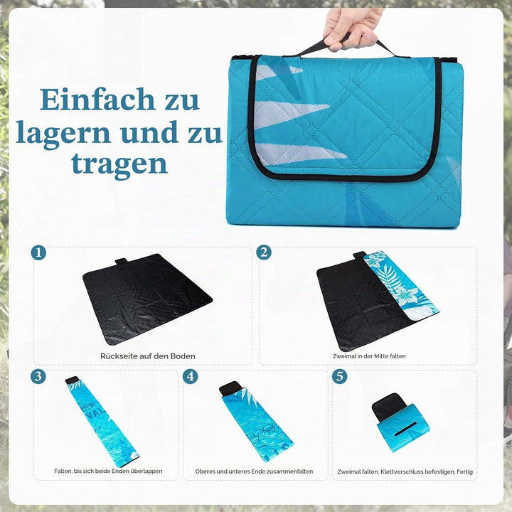 DEWUR Picknickdecke wasserdicht waschbar, Stranddecke Sandfrei XXL Campingdecke Strandmatte isoliert