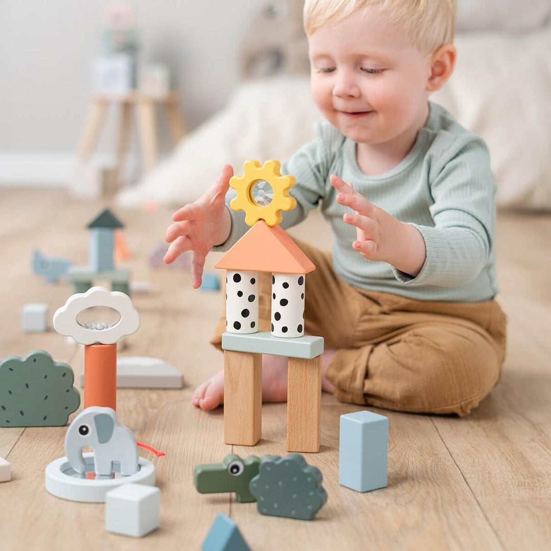 Done by Deer Baustein-Set 34 Stück Deer friends Farbmix - Holz bauklötze bietet Kindern endlose Mögl