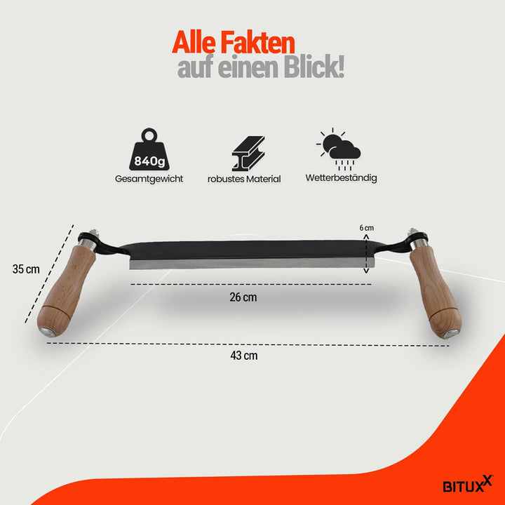 BITUXX 3er Set Zugmesser für Holz Ziehmesser Schäleisen Zieheisen 10" 13"