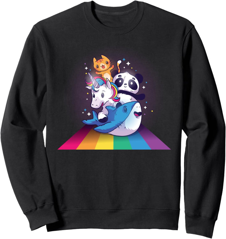 Cat Panda Unicorn Shark Rainbow Gift Men Women Kids Sweatshirt