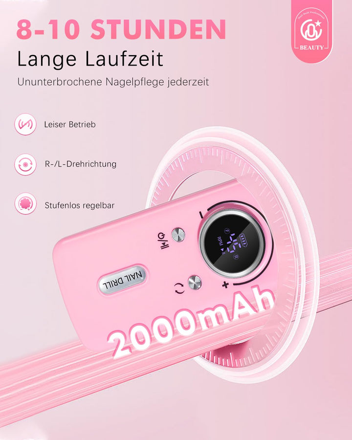 CozyZen Kabellose Nagelfeile Professionell: 45000 U/min Wiederaufladbare Elektrische Nagelfeile Set,