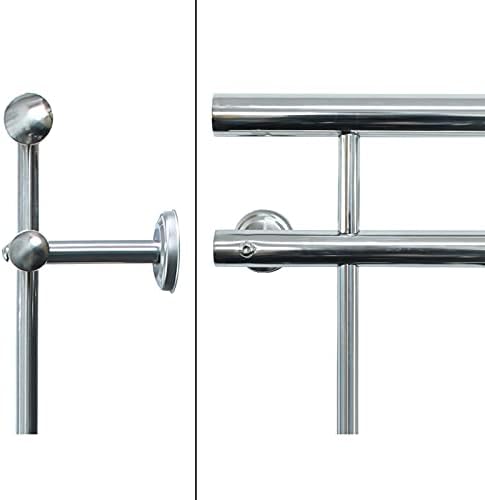 ECD Germany Französischer Balkon 90x156 cm mit 11 Füllstäben, Silber glänzend, aus Edelstahl, Balkon