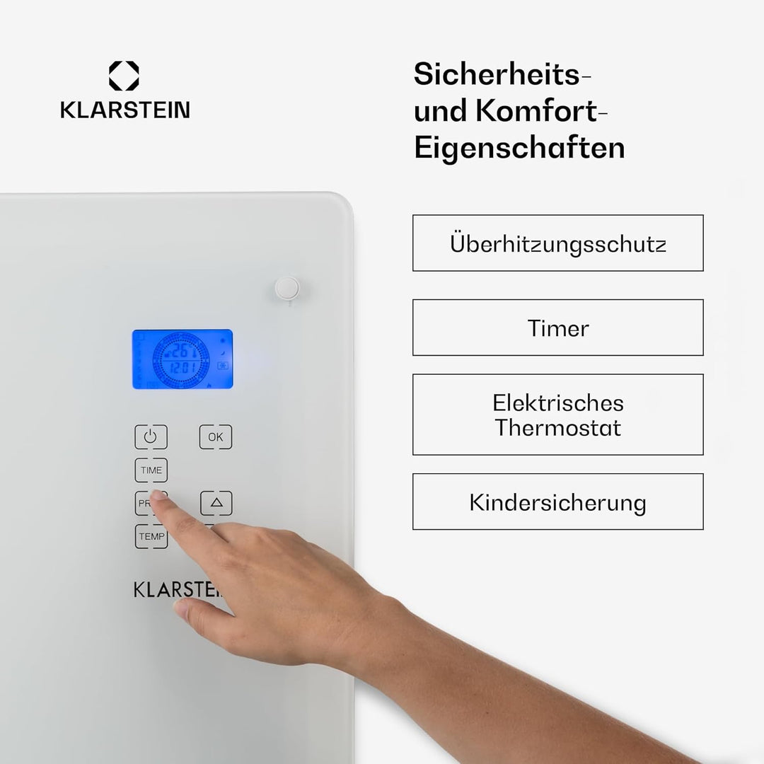 Klarstein Elektroheizung, Konvektor-Heizung, Mobile Elektroheizung Energiesparend, Schlanke, Leise H