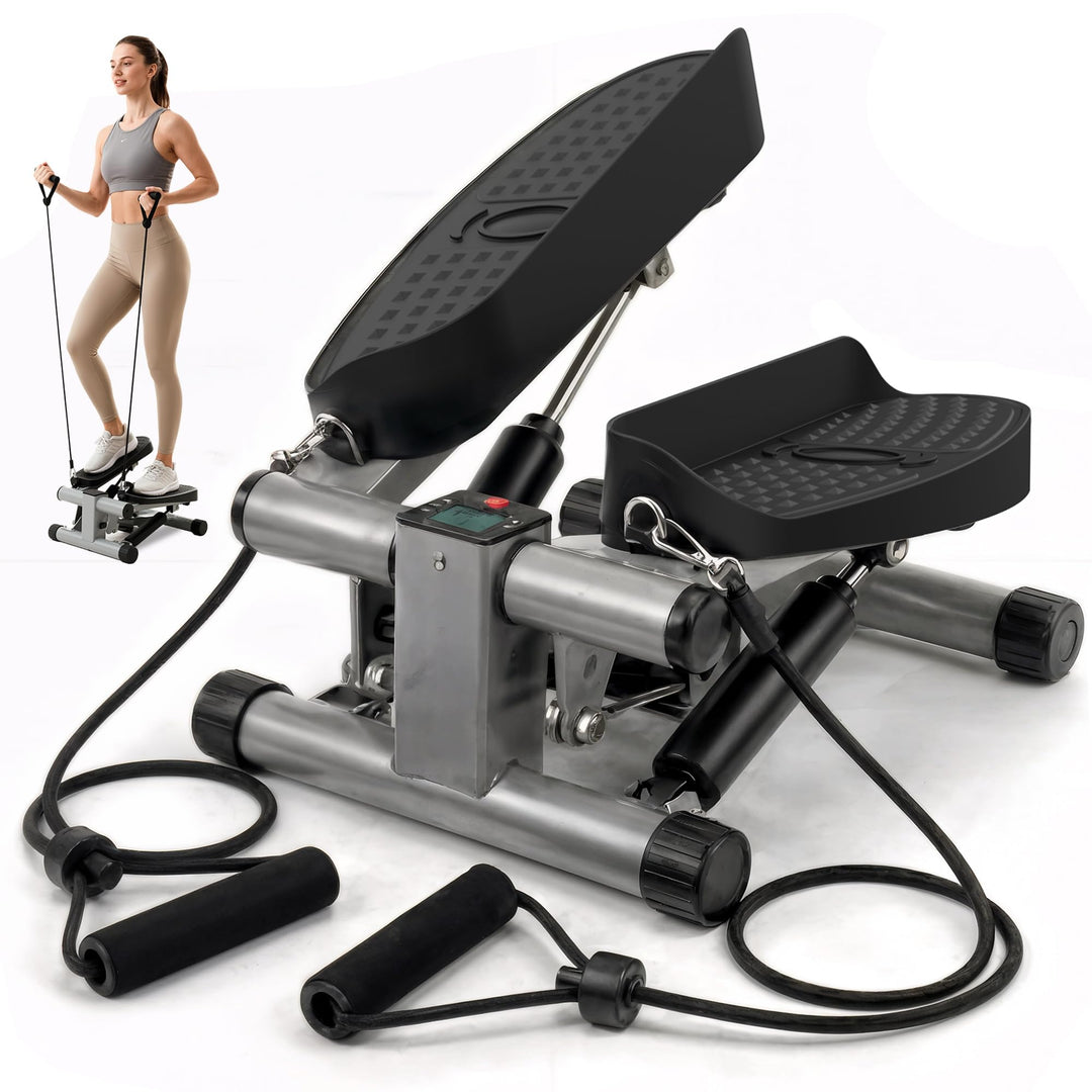 Niceday Mini Stepper für Zuhause | Up-Down Swing Stepper mit Power Ropes | Stepper Hometrainer mit L
