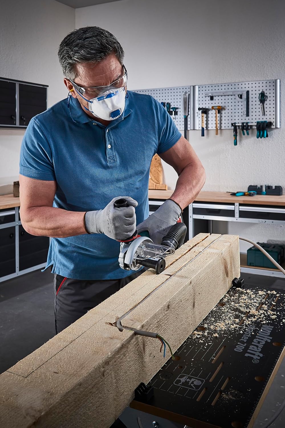 wolfcraft Holzbearbeitungsset für Winkelschleifer I 4400000 I Für das staubarme Fräsen, Modellieren