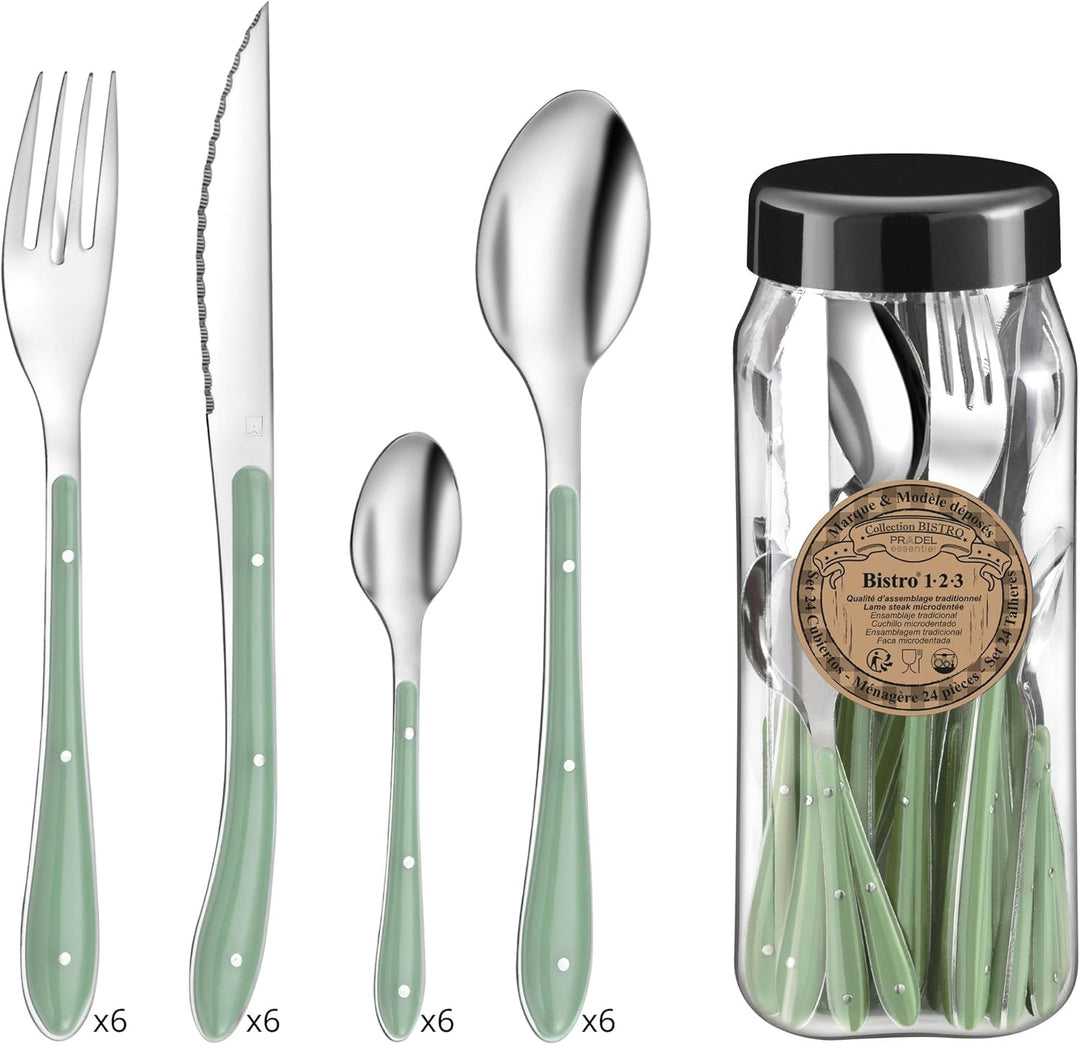 Amefa Besteck Bistro 1-2-3, Tafelbesteck für 6 Personen, 18/0 Edelstahl mit Kunststoffgriff in Trend