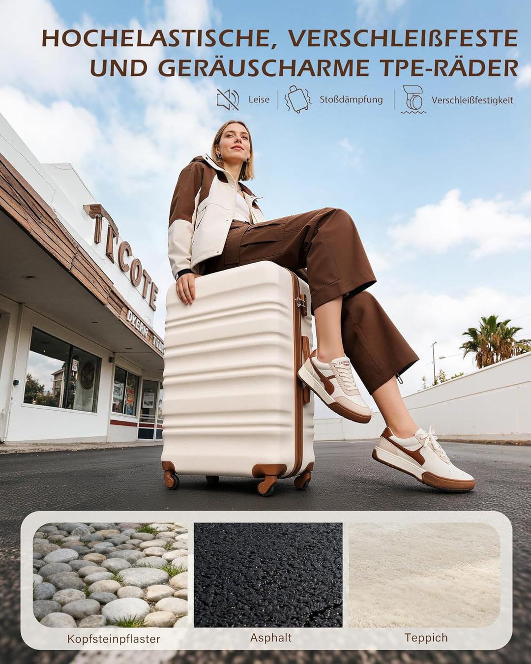 COOLIFE Handgepäck Koffer Set 20 Zoll, ABS+PC Hartschalenkoffer mit Rollen & TSA-Schloss, Enthält 1