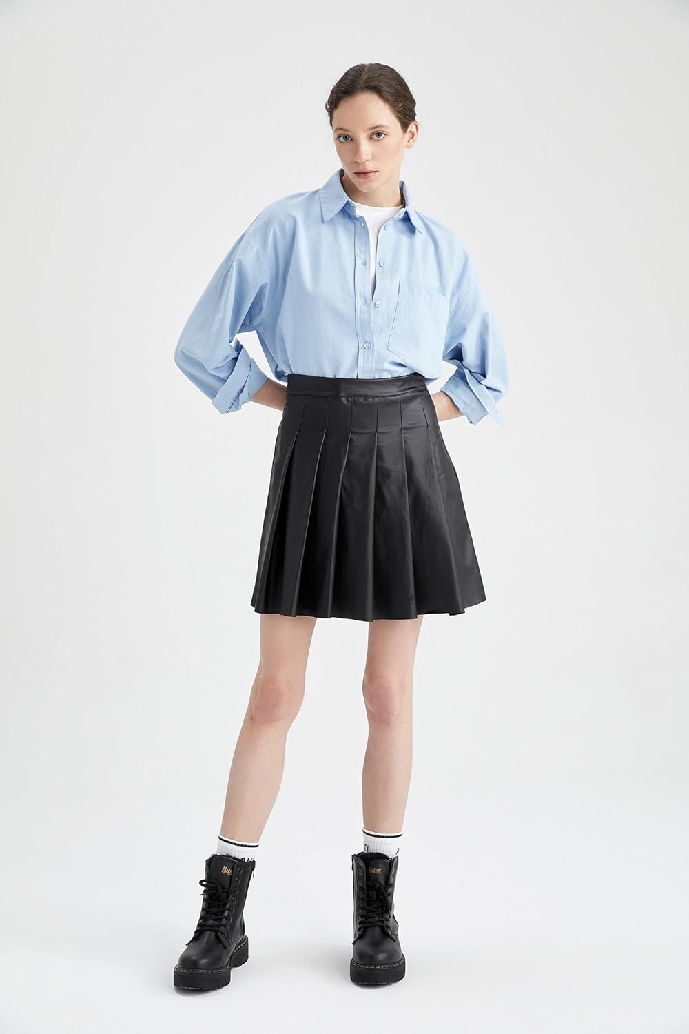 DeFacto Damen V2439AZ Tunic Shirt XS Lt.blue, XS Lt.blue