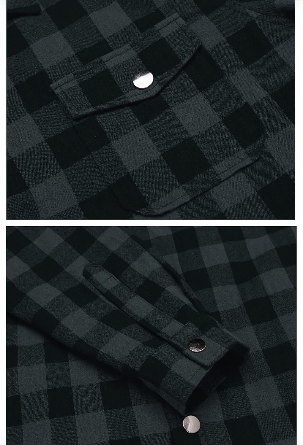 COOFANDY Herren Hemd Flanellhemd Kariert Gefüttert Holzfällerhemd Langarm Casual Button Down Winter