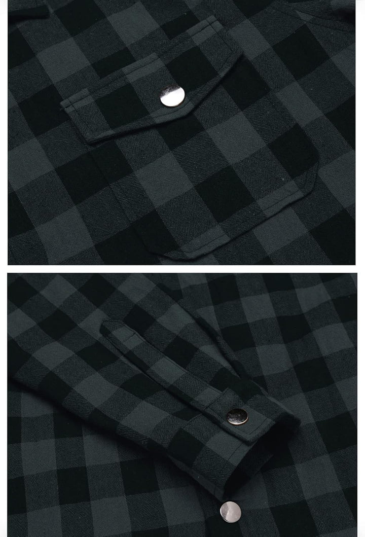 COOFANDY Herren Hemd Flanellhemd Kariert Gefüttert Holzfällerhemd Langarm Casual Button Down Winter