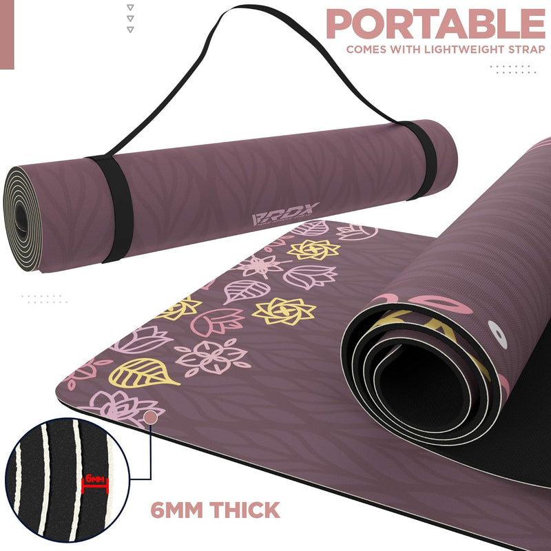 RDX Yogamatte PU 6mm Rutschfest Gymnastikmatte Pilatesmatte REACH RoHS Konform 6P Gummi Übungsmatte