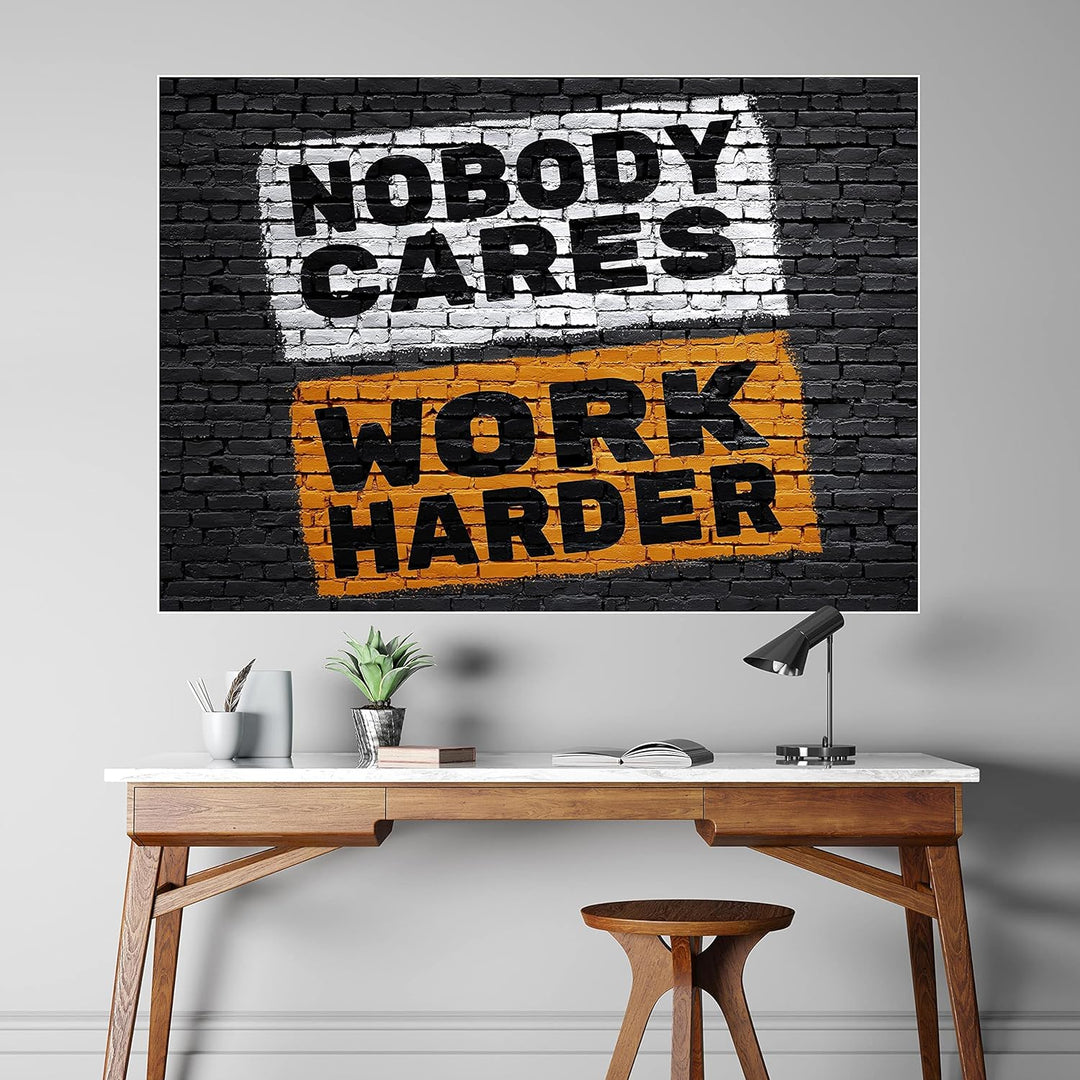 wandmotiv24 Poster als Wanddeko, Grösse Din A0, Work Harder, Stein-Mauer, Moderne Wanddeko, Wandbild