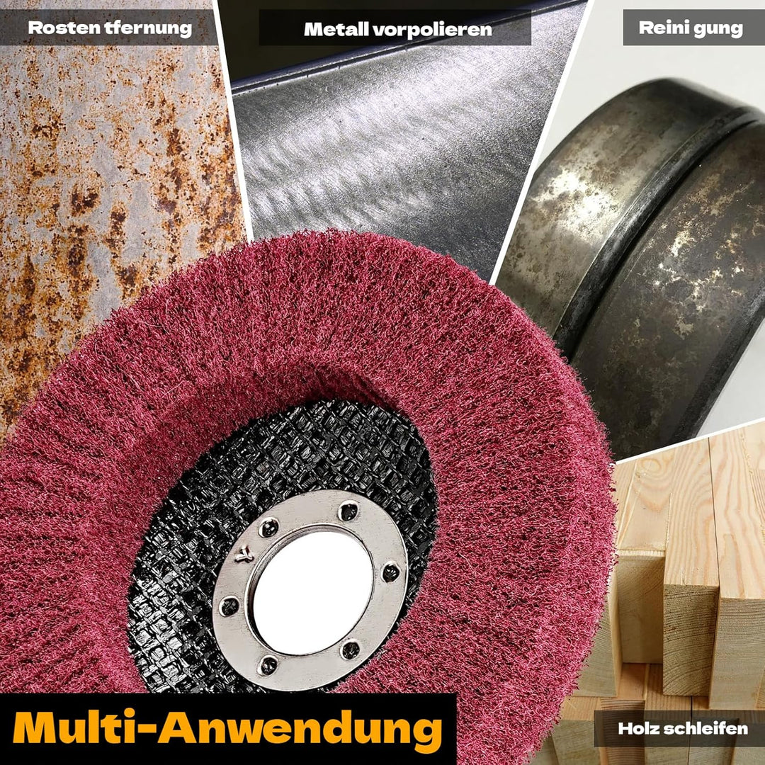 SI FANG 5 Stück 115 mm Nylonfaser-Fächerscheiben, Polierscheibe mit 320er Körnung, Scheuerschwämme,