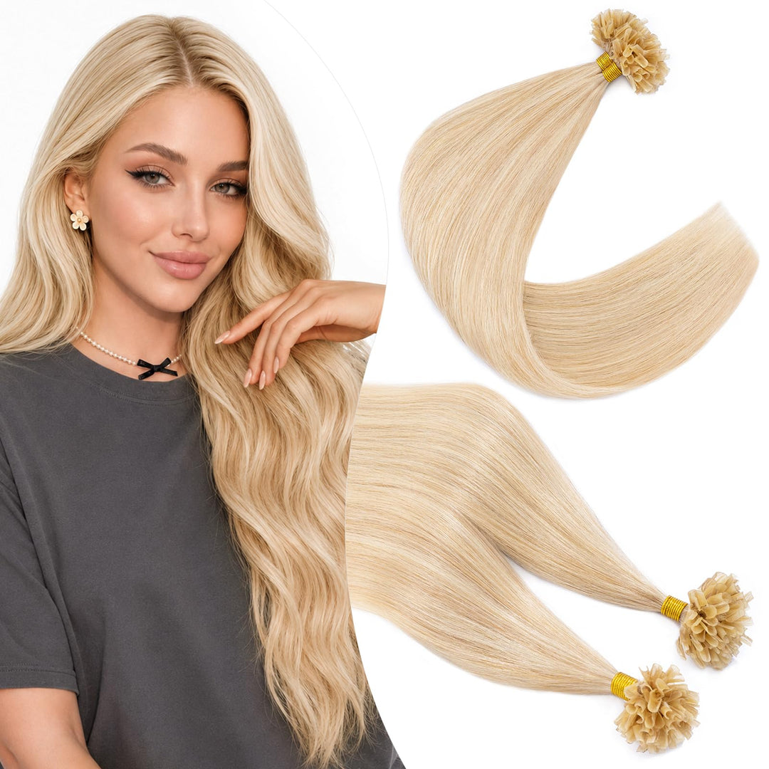 Elailite 40cm Bonding Extensions Echthaar Balayage 0.5g/s U Tip Haarverlängerung Keratin 100 Strähne