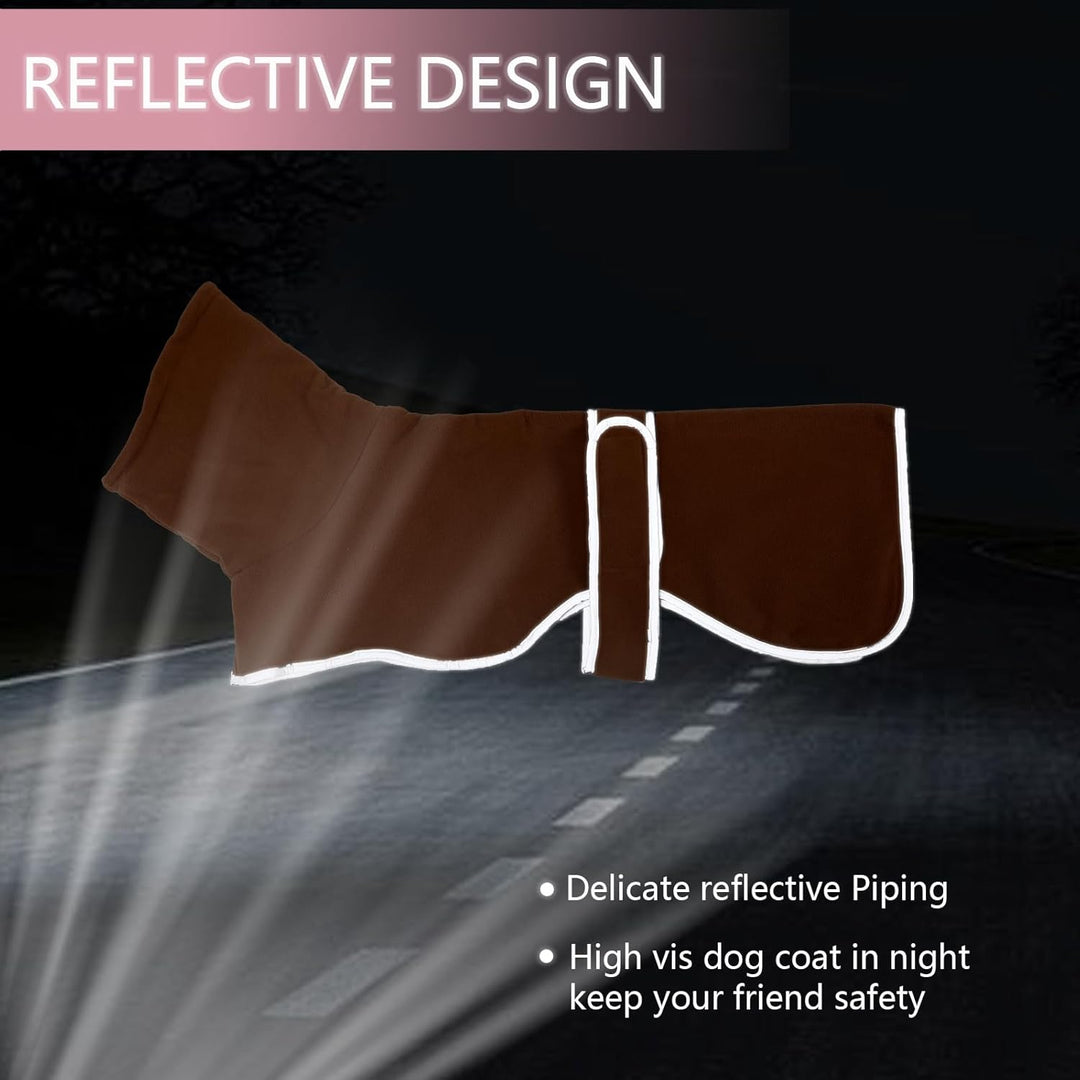 Geyecete Fleece Hundemantel Pullover für Windhunde,Whippet Winterjacken Rollkragen Warmes Verstellba
