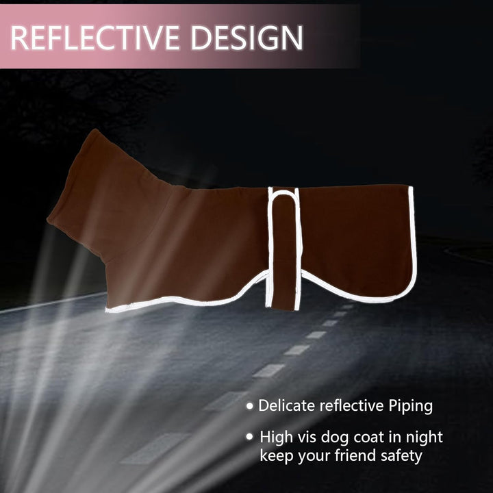 Geyecete Fleece Hundemantel Pullover für Windhunde,Whippet Winterjacken Rollkragen Warmes Verstellba
