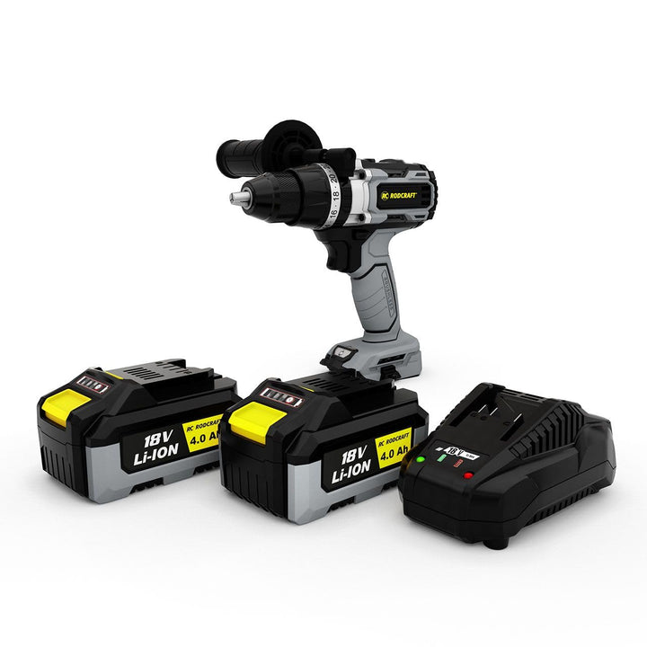 Rodcraft RC9042K4 Werkzeug-Set: 1x Akku-Bohrmaschine RC9042, bis 13 mm, 500-2000 U/min, LED-Licht, m