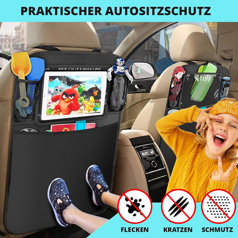 Rückenlehnenschutz Auto Kinder - Rücksitzschoner - (2 Stück 70 x 45,5cm) - Autositz Schutz Rückseite