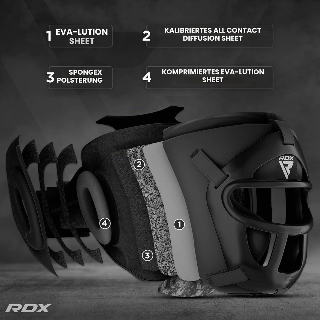 RDX Kopfschutz Boxen Gitter, Maya Hide Leder, MMA Kickboxen Kampfsport Thaiboxen Gesichtsschutz, Box