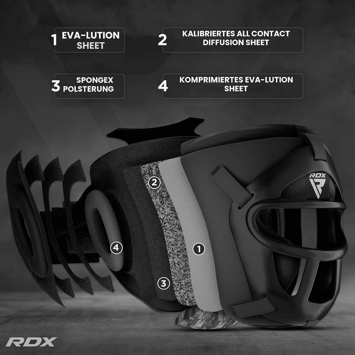 RDX Kopfschutz Boxen Gitter, Maya Hide Leder, MMA Kickboxen Kampfsport Thaiboxen Gesichtsschutz, Box
