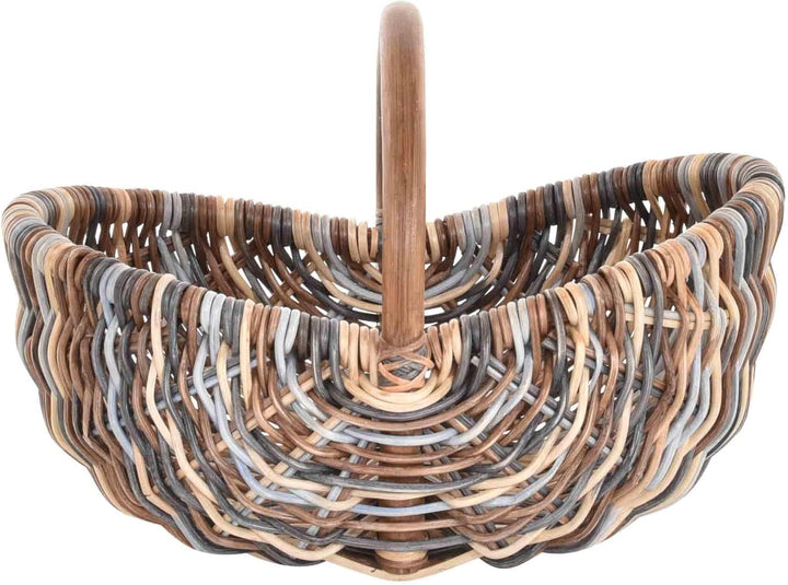 Einkaufskorb/Bügelkorb/Shopper aus echtem Rattan, Henkel- Trage-Korb leicht und stabil (Mehrfarbig (