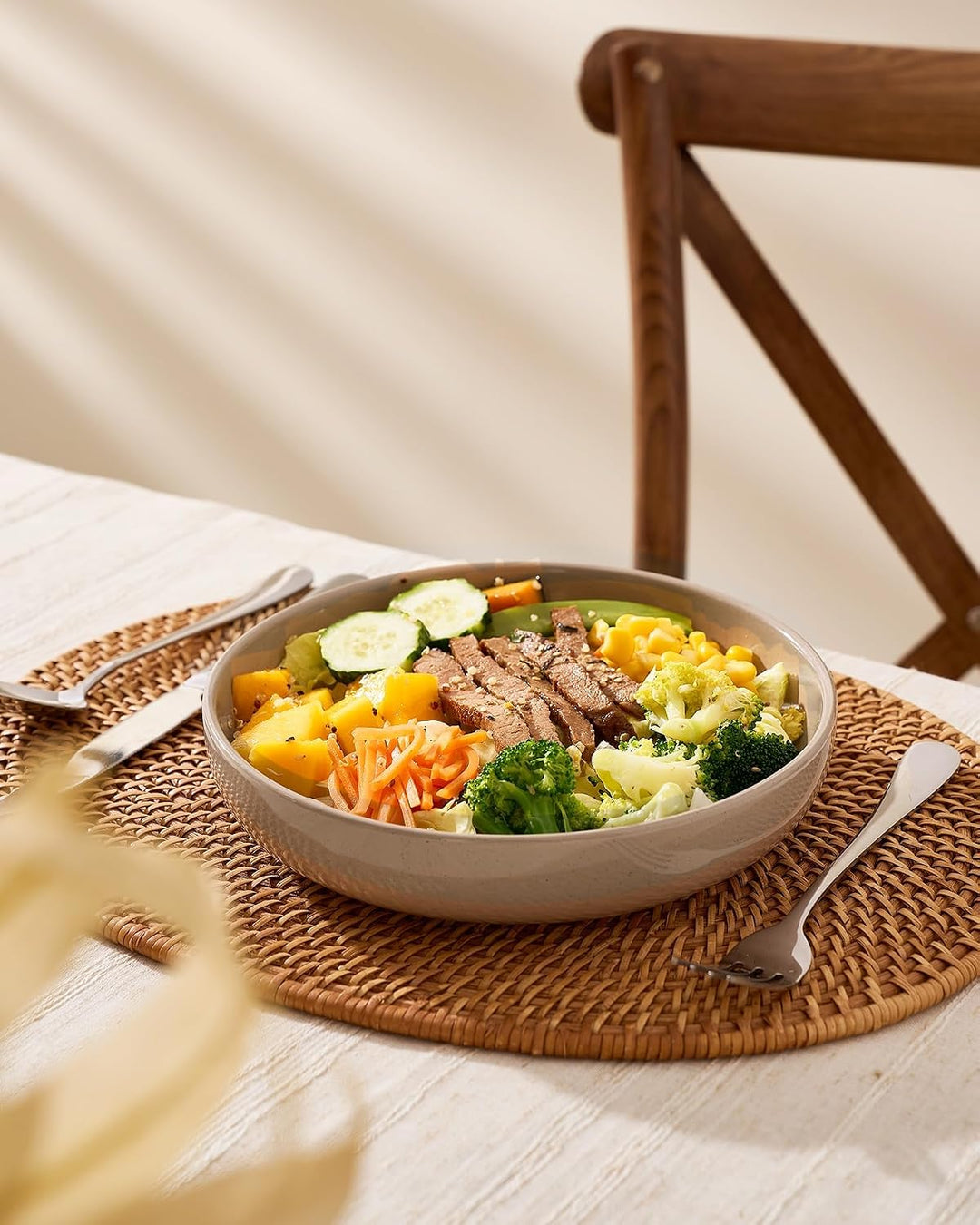 Richmount Milkyway Schalen Set 6, 20cm grosse tiefe Pastateller, Zimtbraun | Pastaschale für 6 Perso