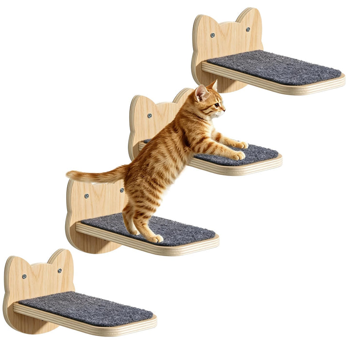 4 Stück Katzentreppe Wand, Kletterstufe 21CM, DIY Kletterwand Katzen, Katzenleiter Katzenbretter, Ka