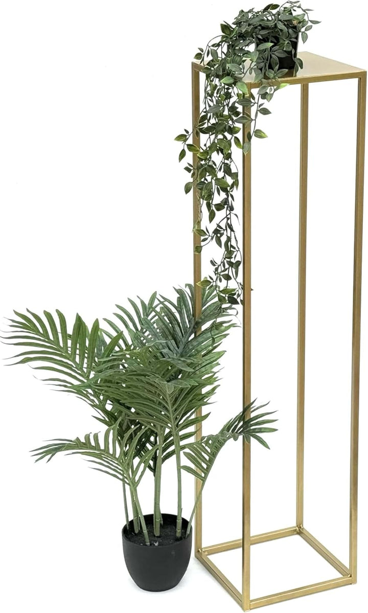 DanDiBo Blumenhocker Metall Gold Eckig 100 cm Blumenständer Beistelltisch 96570 Blumensäule Modern P