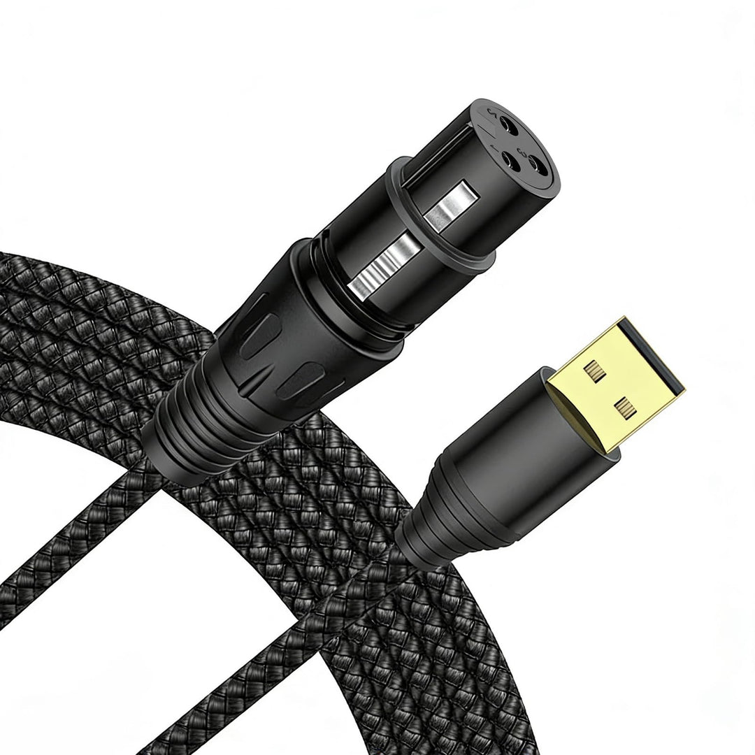 XLR auf USB Mikrofonkabel 1,5 m mit Integriertem DAC, Profi Adapter für Aufnahmen und Streaming, Plu