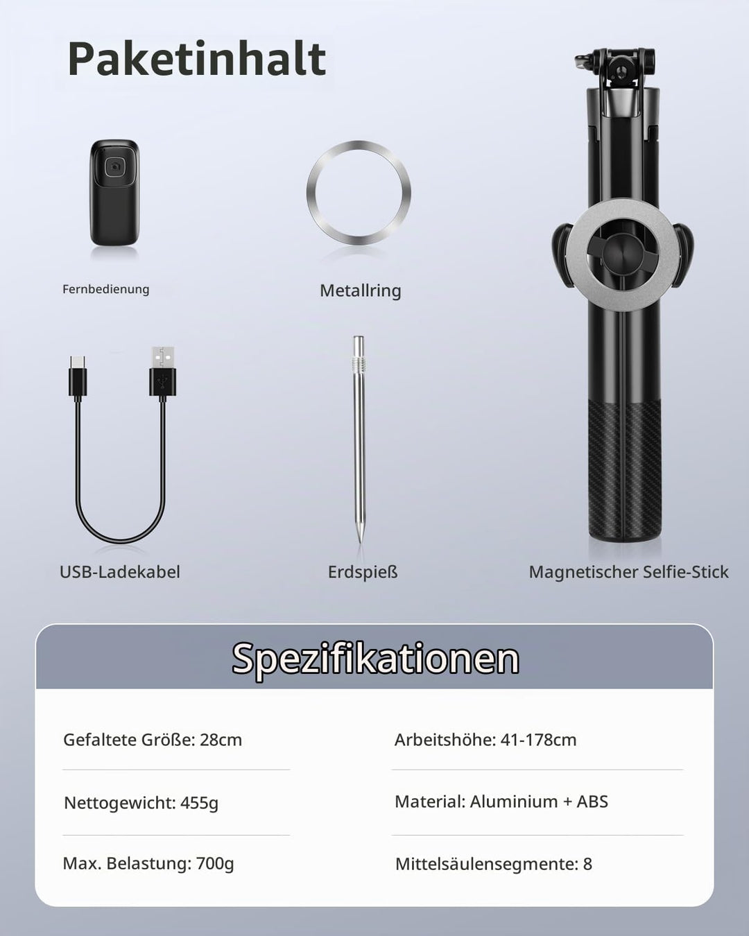 Victiv Stark Magnet iPhone Stativ, 180cm Magnetisches Handy Stativ mit Erdspiess mehr Stabilität für