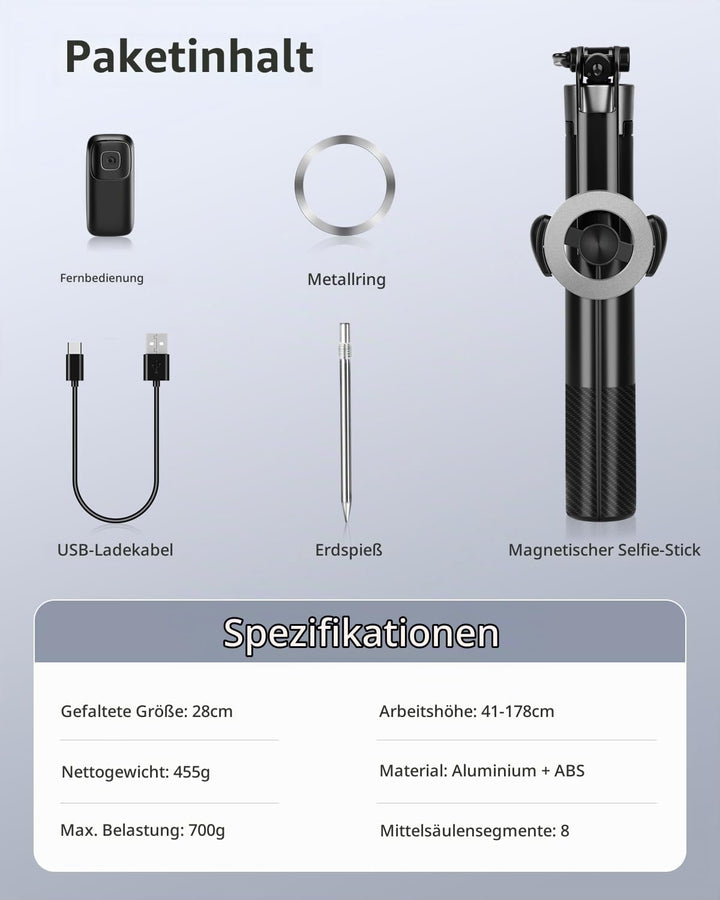 Victiv Stark Magnet iPhone Stativ, 180cm Magnetisches Handy Stativ mit Erdspiess mehr Stabilität für