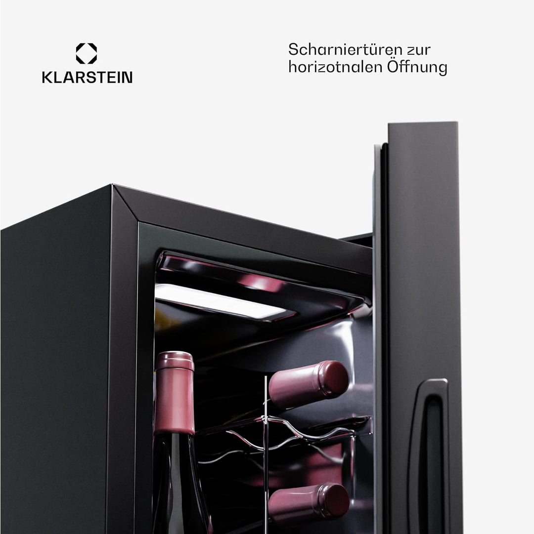Klarstein Weinkühlschrank,1 Zone Getränkekühlschrank mit Glastür, Leiser Indoor/Outdoor Kühlschrank,