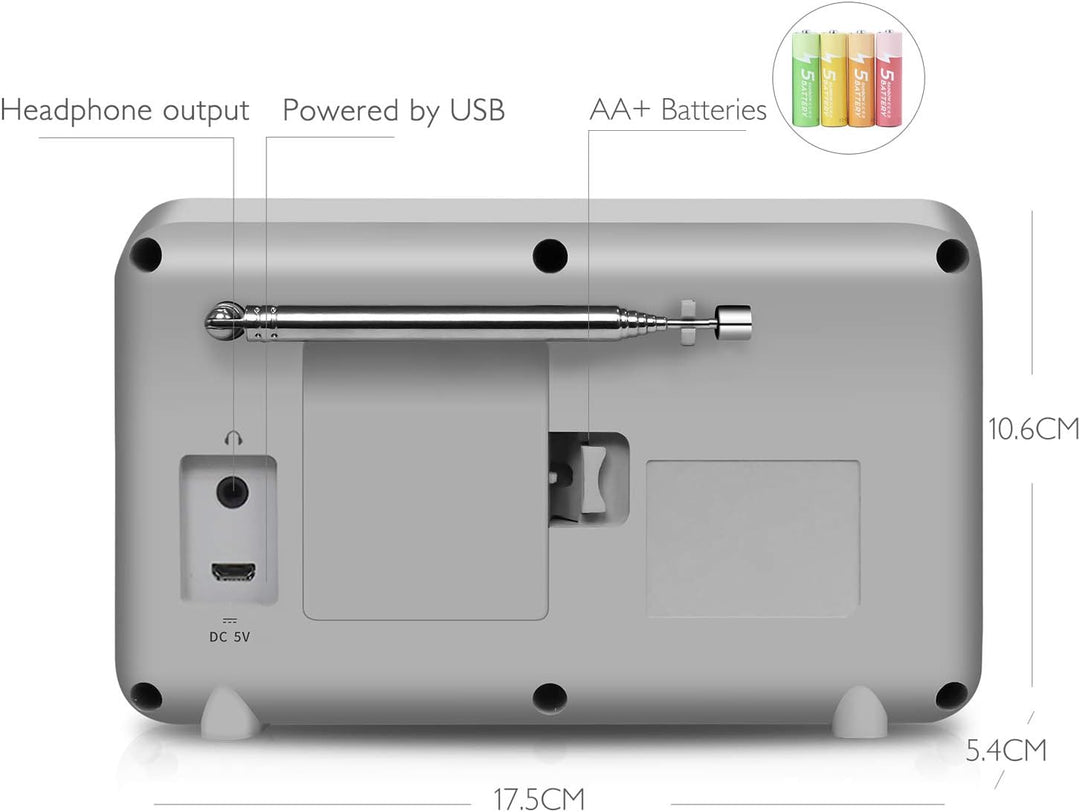 LEMEGA IR1 Tragbares WiFi Internetradio,DAB/DAB+/FM Digitalradio,Bluetooth,Doppelwecker,Schlaf-Snooz