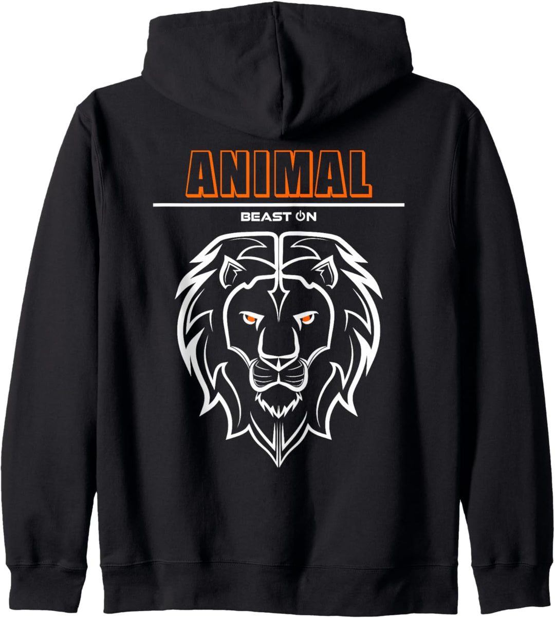 Animal Löwe Kopf Orange Rücken Design Gym Workout Fitness Kapuzenjacke