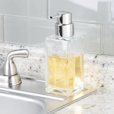 mDesign 2er-Set Seifenspender wiederbefüllbar – eckiger Pumpseifenspender aus Glas und Kunststoff –