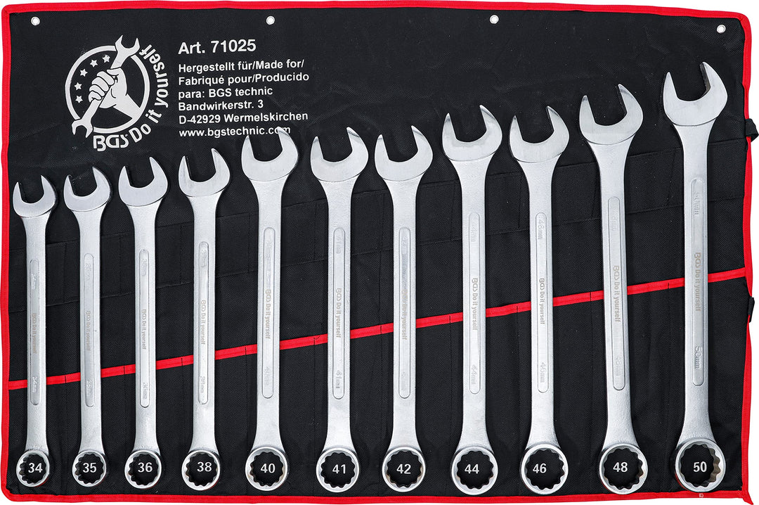 BGS Diy 71025 | Maul-Ringschlüssel-Satz | XXL | SW 34 - 50 mm | 11-tlg. 11-tlg. | SW 34 - 50 mm, 11-