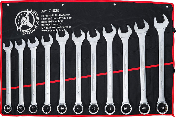 BGS Diy 71025 | Maul-Ringschlüssel-Satz | XXL | SW 34 - 50 mm | 11-tlg. 11-tlg. | SW 34 - 50 mm, 11-