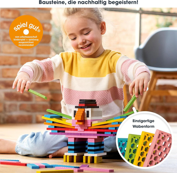 bioblo Nachhaltige Holzklötze Fun Box Multi Mix 200 Stück | 100% frei von Weichmachern & Waschbar |