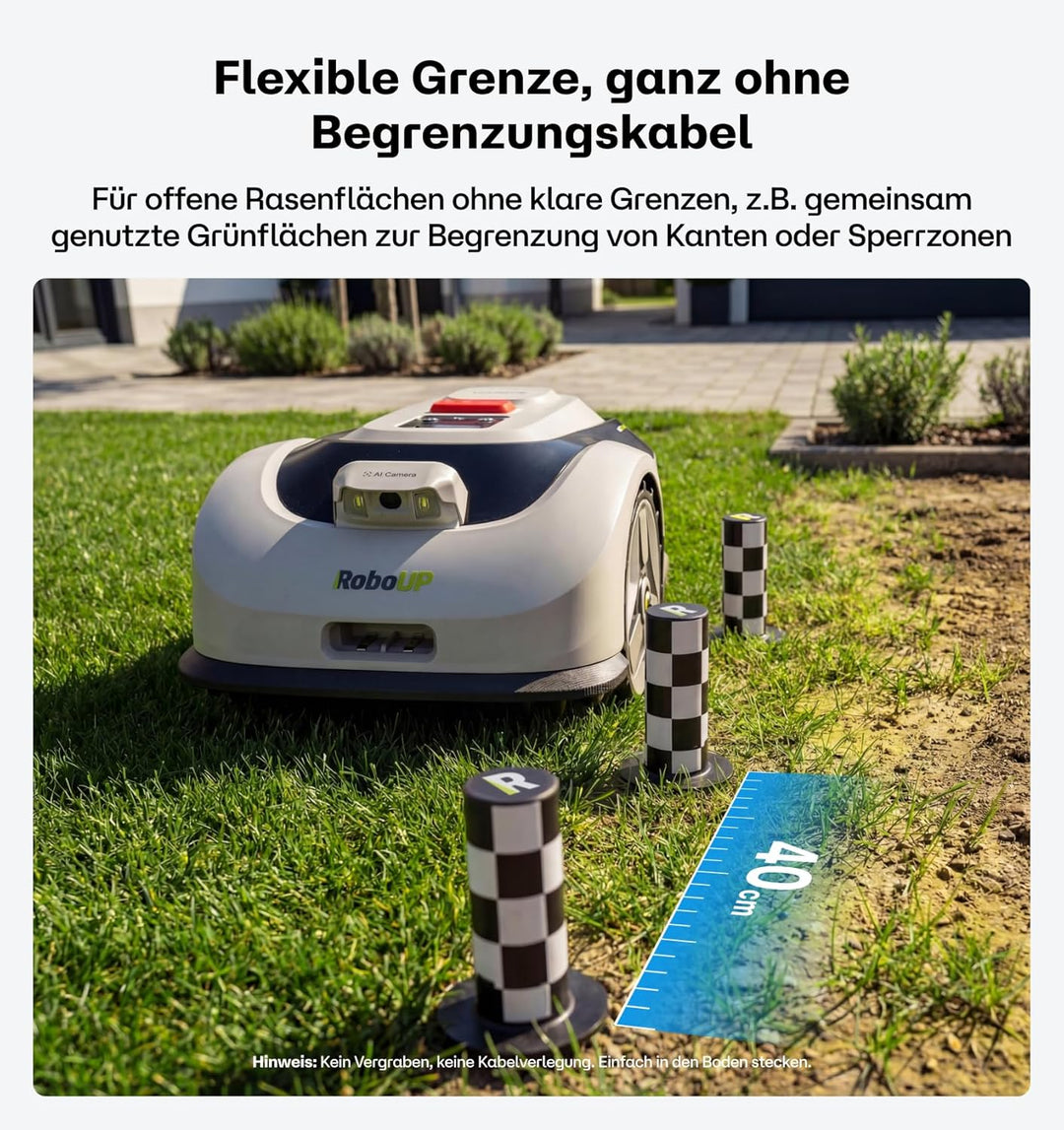 Raccoon 2 SE Mähroboter mit Garage, Max. 600qm, 3-8 Schnitthöhe, Ride-On Kanntenschnitt bis 3 Mähzon