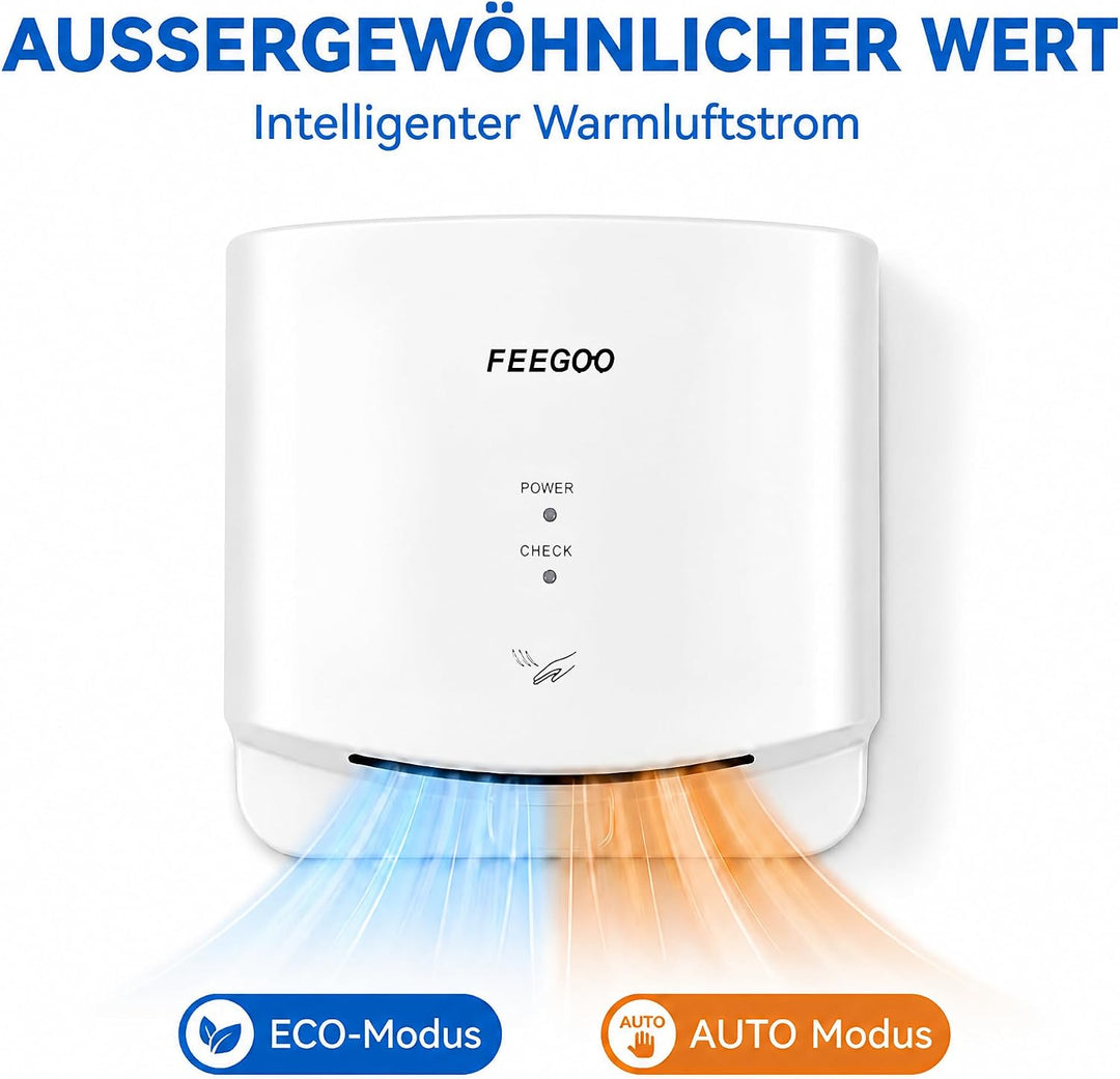 Automatischer Jet-Händetrockner, einseitig, 240 V, 1300 W, Weiss