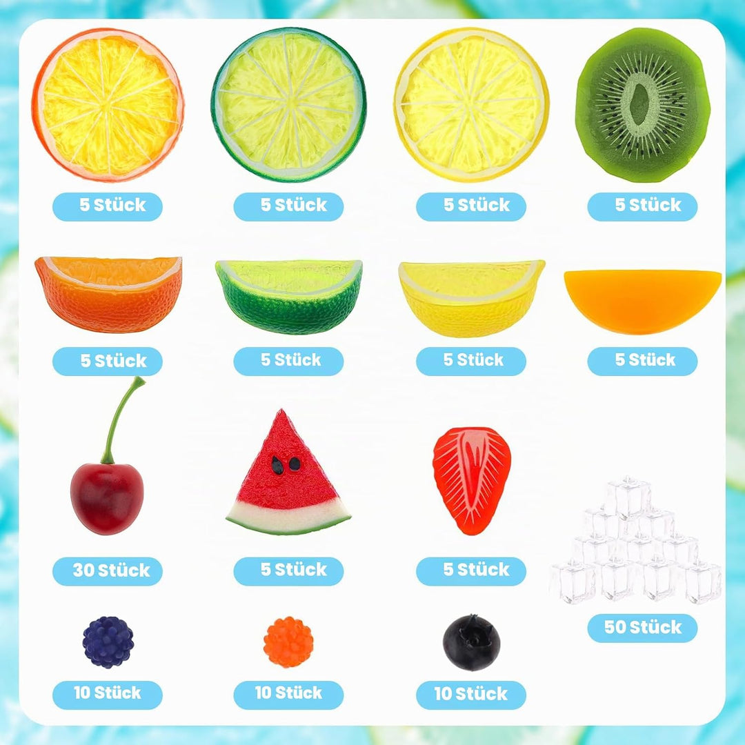Gresorth 160 Stück Künstliche Kiwischeibe Gelber Pfirsich Zitrone Dekoration Falsche Wassermelone Er