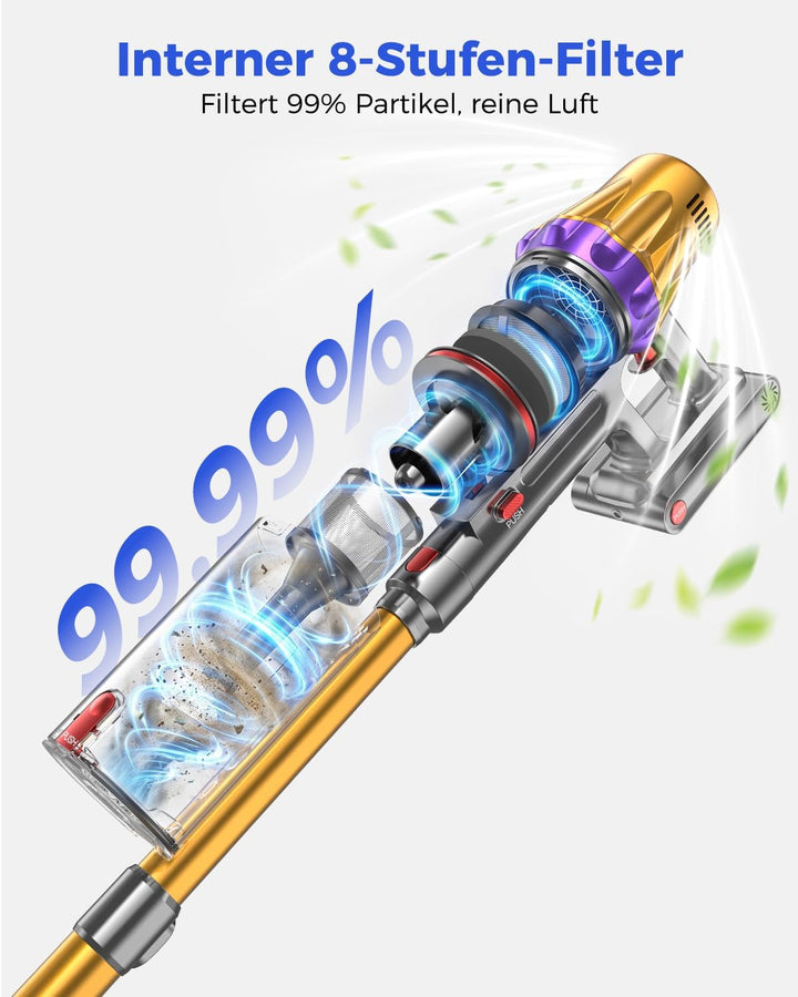 aonus Akku Staubsauger 60000Pa 650W, 80 Min Laufzeit Staubsauger Kabellos | 8x3000mAh Akkusauger Sel